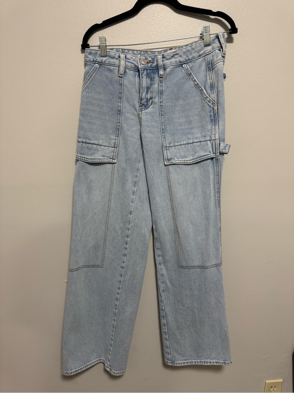 Pacsun Light Wash Women's Utility Cargo Low Rise Carpenter Jeans